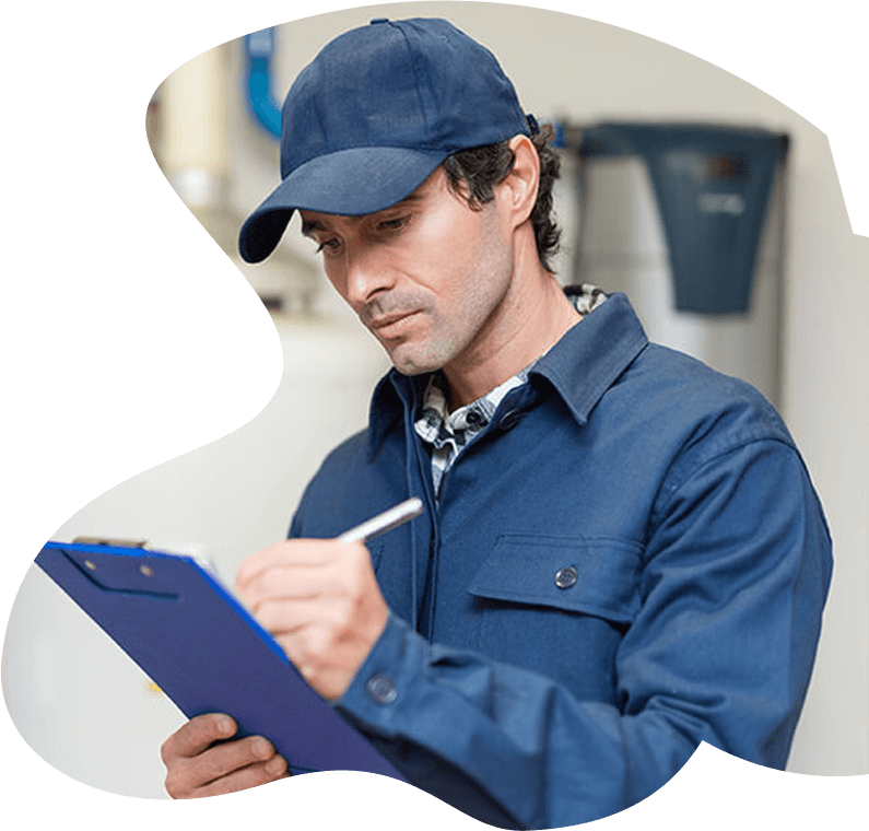 Technician inspecting an appliance